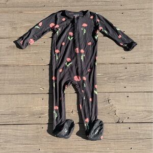 Kyte BABY Black Floral Footie - Size 18-24 months